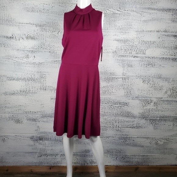 Antonio Melanie Mulberry High Neck Sleeveless Nanci Dress Size 10 New With Tag - Picture 1 of 9